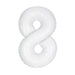 34" White Number 8 Foil Balloon