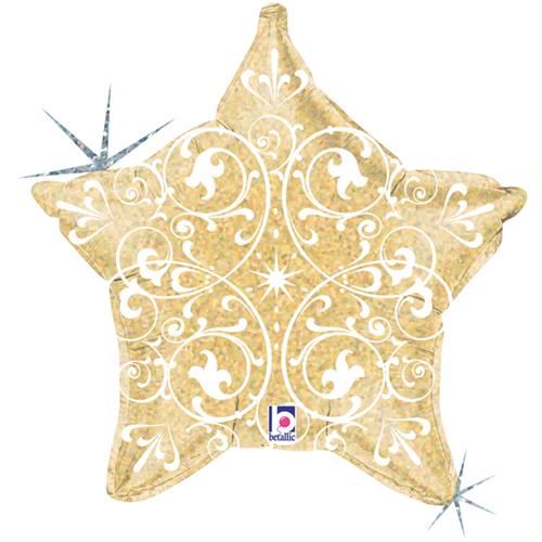 21'' Gold Filigree Star Holographic