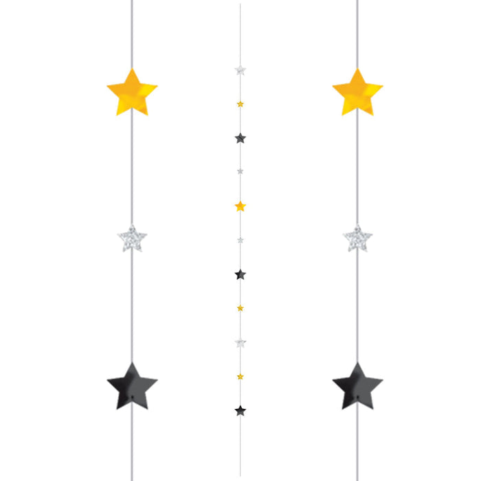 Stars Black Gold Silver Balloon Tail 1.82M