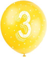 12'' Pearlised Latex Assorted Number 3 Birthday Balloons