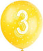 12'' Pearlised Latex Assorted Number 3 Birthday Balloons