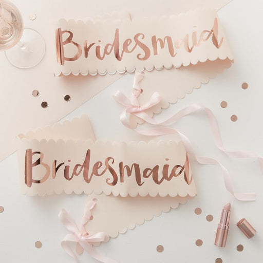 Pink & Rose Gold Bridesmaid Sash 2pk
