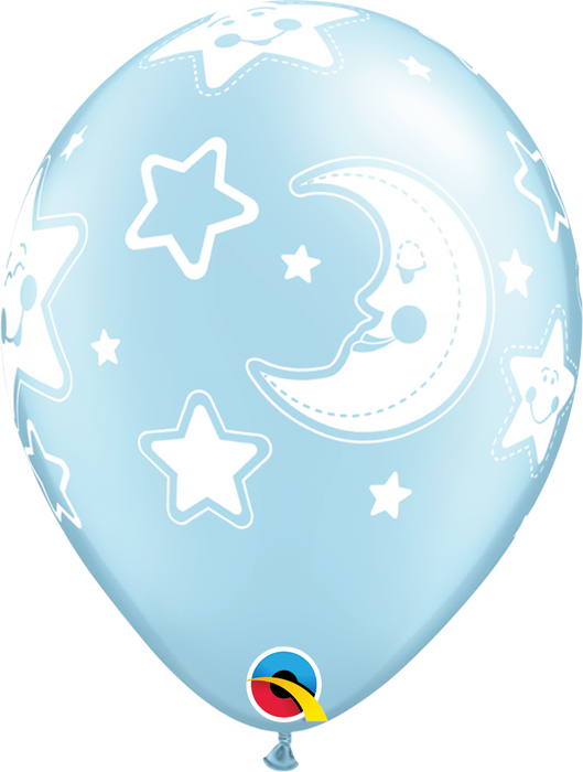 11'' Pearl Lt Blue Baby Moon & Stars