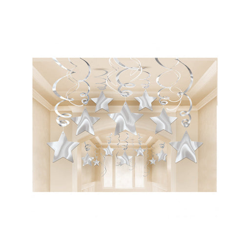 Silver Stars Swirl Decoration