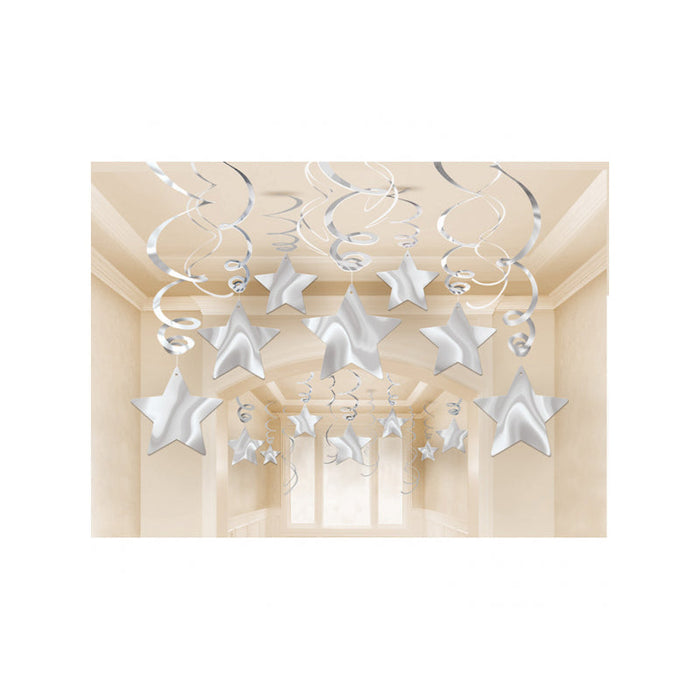 Silver Stars Swirl Decoration
