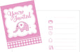 Christening Pink Elephant Invitation 10 X12Cm 8pk