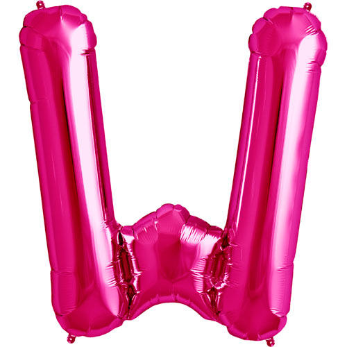 34'' Super Shape Foil Letter W - Magenta