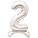 Silver Number 2 Shaped Standing Foil Balloon 30"